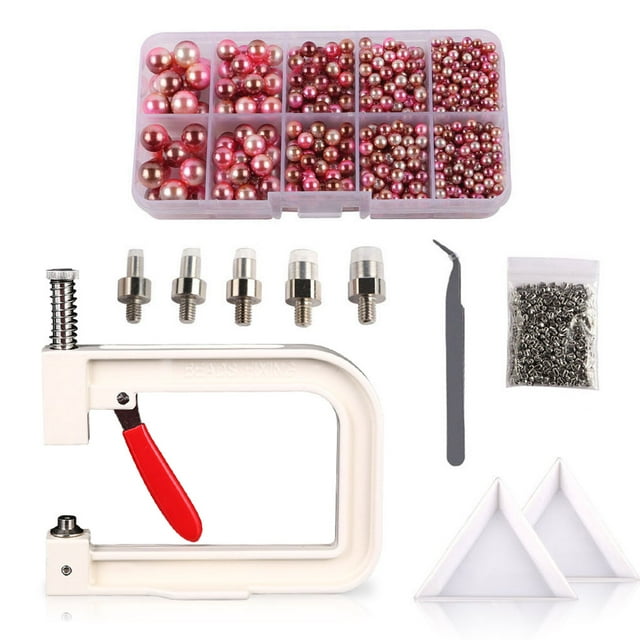 Advancent Juego de máquina de ajuste de perlas de 4-10mm, botones de remache, fijación de cuentas, sombrero, falda, camisa, pantalones, accesorio de ropa Tela de costura y artesanía Tipo 30 Advancent HA009177-14B