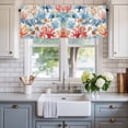 thumbnail image 2 of Blue Red Coral Window Valance Curtain Fish Shell Starfish Rod Pocket Short Curtain for Living Room, Bedroom & Kitchen Window Decor 54x18in, 2 of 8