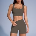 thumbnail image 4 of Hessimy Workout Sets for Women 2 Piece - Seamless Yoga Outfits Shorts and Padded Sports Bra Gym Athletic Clothing Set(Brown,L), 4 of 4