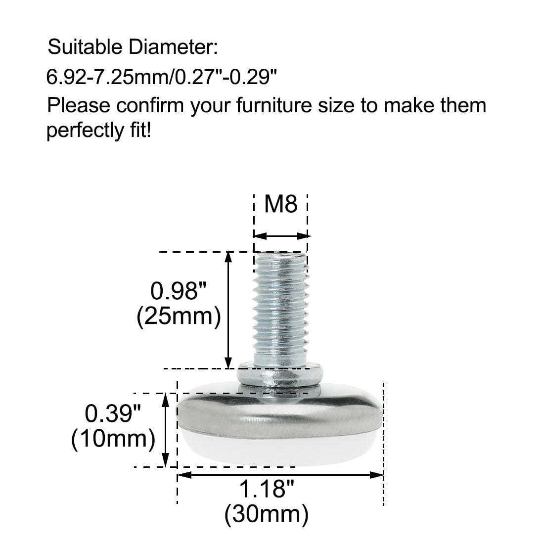Unique Bargains 20Pcs M8 x 25mm Adjustable Leveling Feet for Furniture and Machines