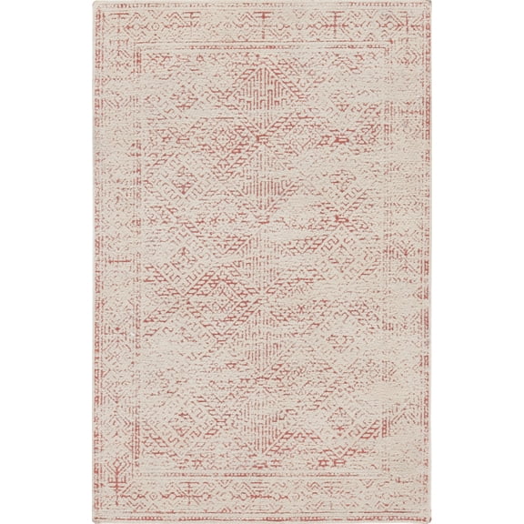SAFAVIEH Classic Vintage Charlie Diamond Polyester Area Rug, Beige/Red, 4' x 6'