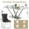 thumbnail image 6 of 63”Glass Dining Table Set for 6,Modern Rectangle Dining Table with 6 Contemporary Velvet Upholstered Dining Chair with Stainless Steel Leg for Kitchen,Dining Room,Office,Small Spaces,Black, 6 of 7