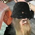 thumbnail image 2 of Summer Short Brim Faux Pearls Decor Hat Women Outdoor Rhombus Texture Fisherman Hat, 2 of 7