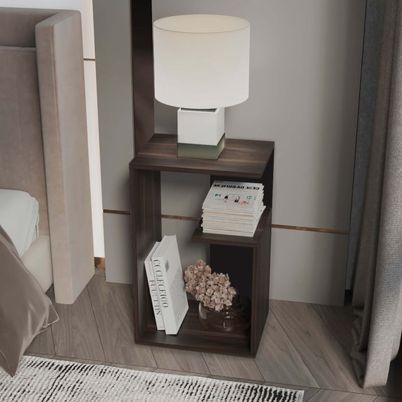 Everet 25" High 3-Tier Shelf Side Table Dark Oak