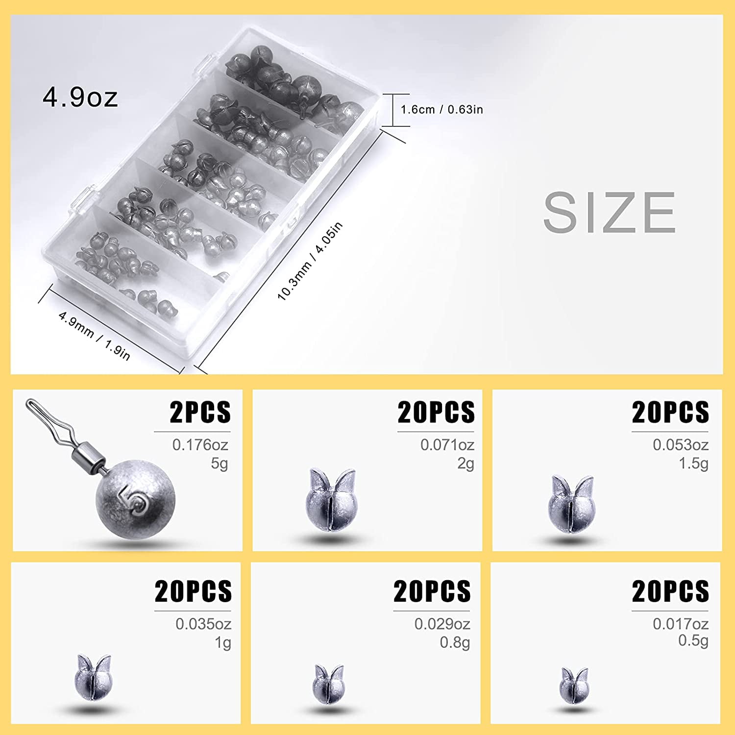100pcs Lead Split-Shot Fishing Sinkers Removable Weights Case with 1pcs Pliers