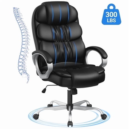 Homall High Back Office Chair Executive Leather Desk Chair with Padded Armrests Swivel Task Chair with Lumbar Support Black