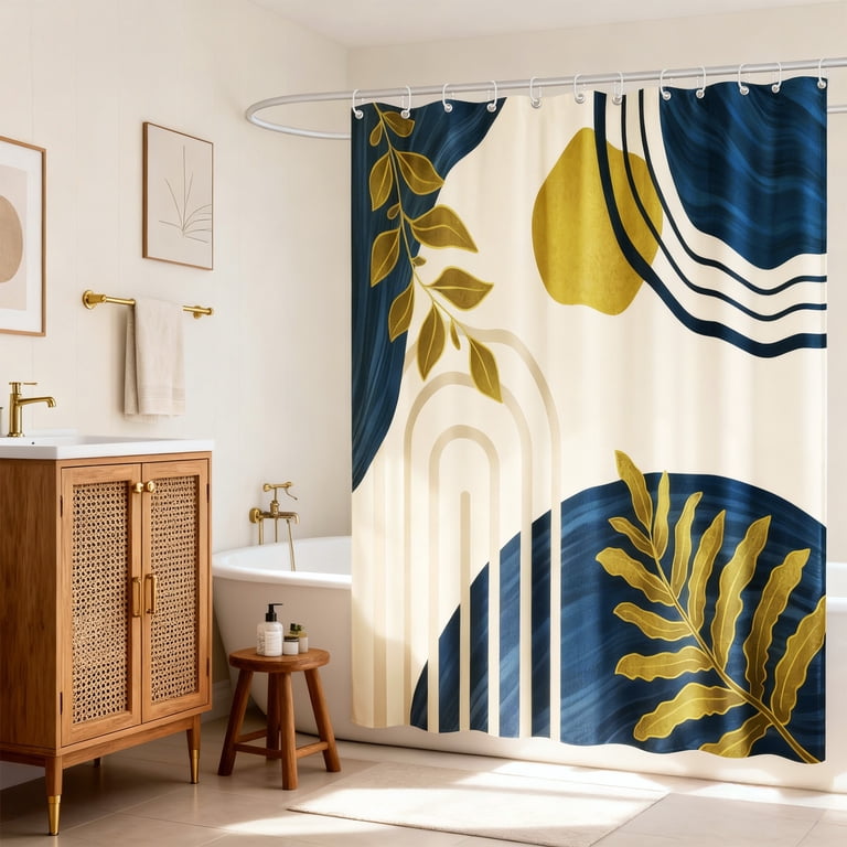 Inadays Modern Boho Shower Curtain with Hooks, 72x72 In photo 4