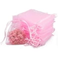 thumbnail image 3 of HRX Package 100pcs Christmas Organza Bags,4 x 6 inches Wedding Christmas Favors Gift Drawstring Bags Jewelry Pouches Pink, 3 of 9