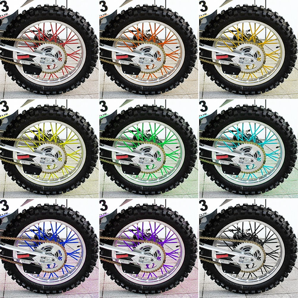Wheel Spoke Protector 36pcs/set 17cm Motorcycle Wheel Spoke Skin Cover Wheel Rim Spoke Wraps Motocross Spoke Skins Rim White 