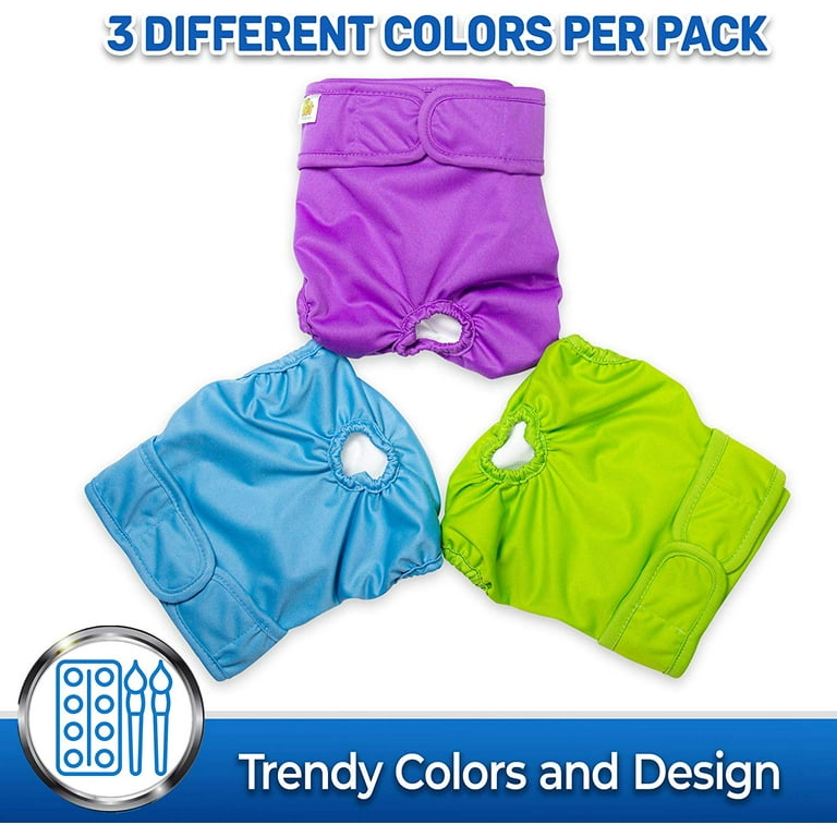 Pet Magasin Reusable Washable Dog Diapers Small Pack of 3