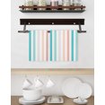 thumbnail image 3 of Aqua Teal Stripe Kitchen Dish Towels for Drying Dishes Set of 2, Geometric Grey White Vertical Striped Waffle Weave Microfiber Hand Tea Bathroom Towels Quick Dry & Absorbent Towel 15.7x23.6, 3 of 7