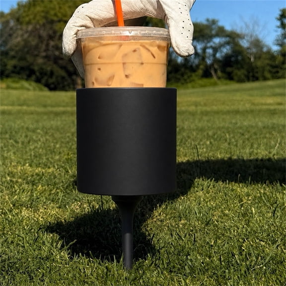 FENGGHAO Ground Stake Cup Holder, Portable Outdoor Drink Holder for Golf Course Beach and Camping, Universal Beverage Stand with Spike, Black