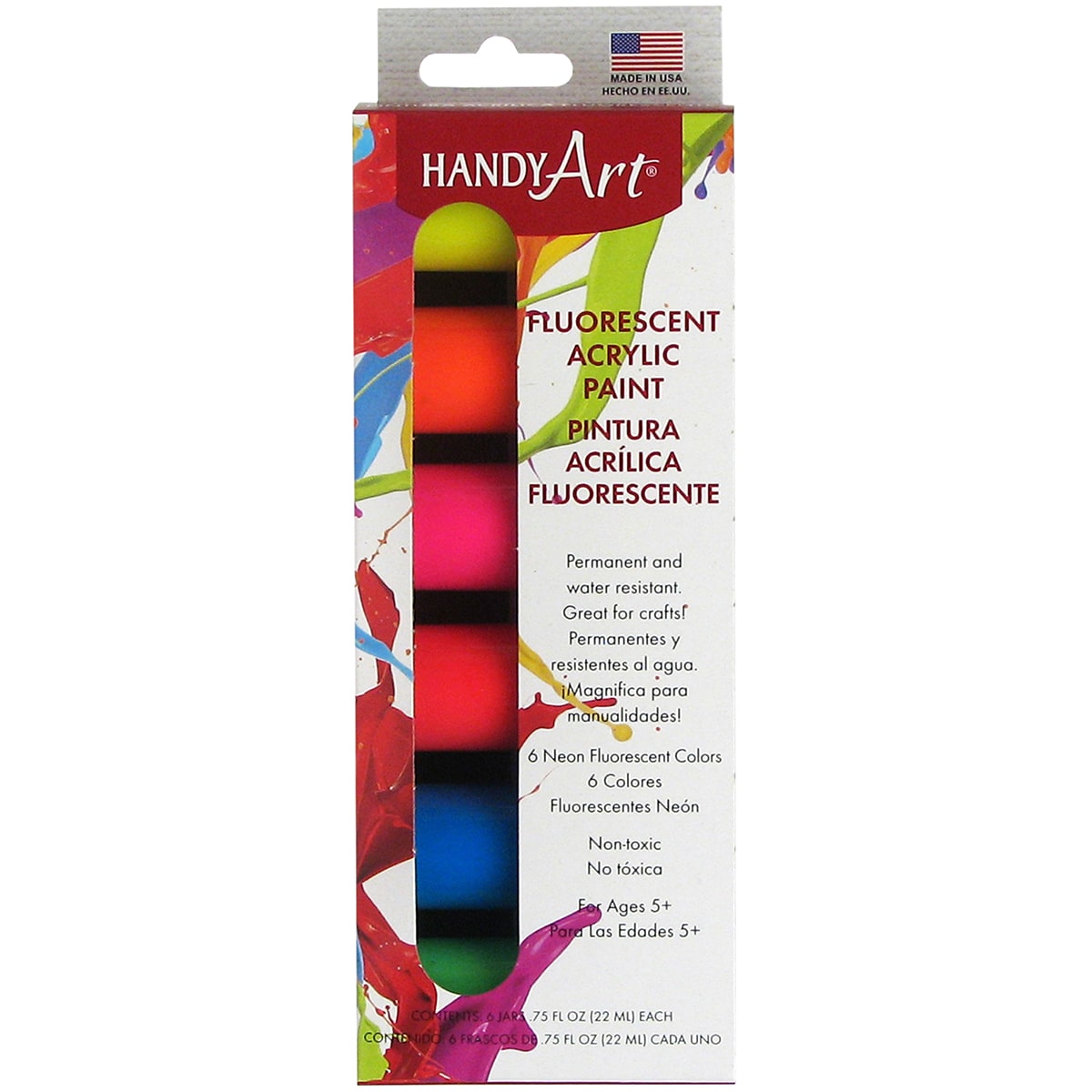 Handy Art Acrylic Paint Kit .75oz 6/Pkg-Fluorescent