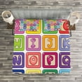 thumbnail image 3 of Ambesonne Cartoon Activity Quilted Bedspread Set 3 Pcs, English Alphabet, King Size, Multicolor, 3 of 3