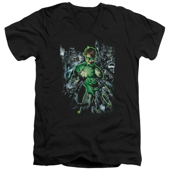 Green Lantern Surrounded By Death S/S Adult V-Neck T-Shirt Black