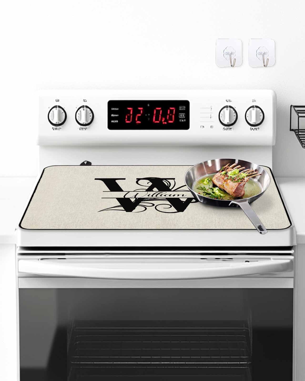 Stove Top Covers for Electric Stove, Letter W Glass Stovetop Cover Protector, Monogram Words Induction Cooktop Protector Oven Mat for Kitchen Countertop 24"x21"