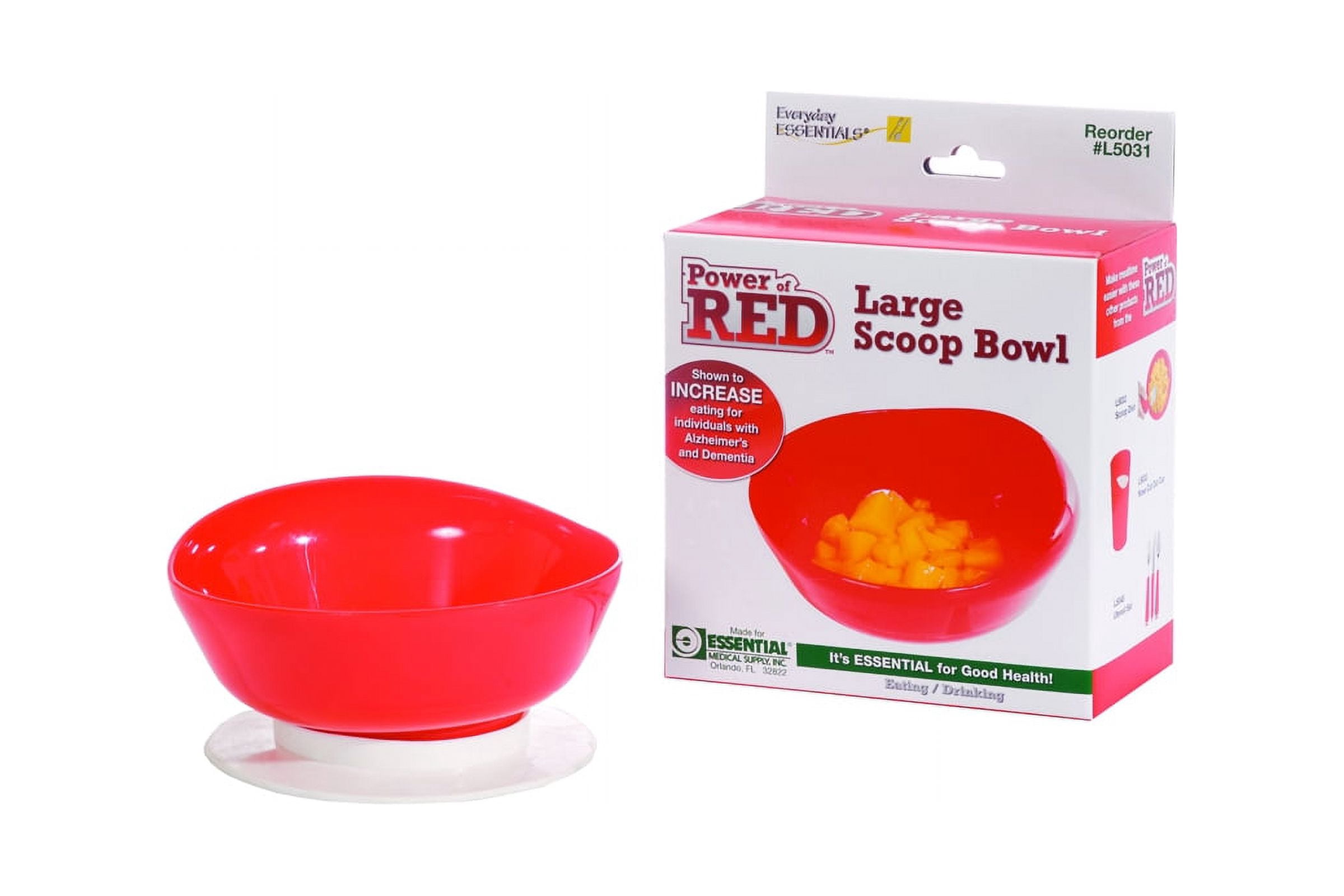 Essential Medical Supply Power of Red Complete Adaptive Dinnerware Setting for with Plate, Bowl, Cup, and Utensil Set