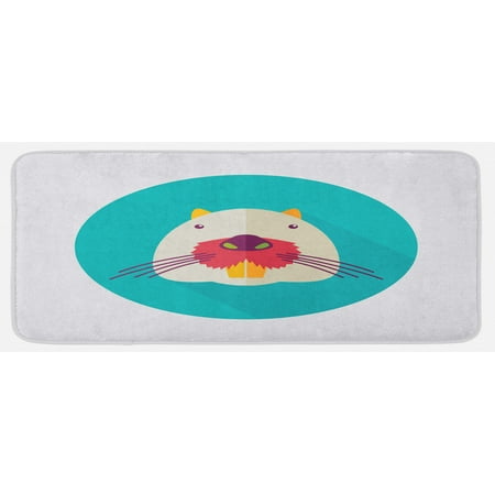 

Colorful Kitchen Mat Beaver Portrait with Small Eyes and Giant Teeth Cartoon Style Animal Illustration Plush Decorative Kitchen Mat with Non Slip Backing 47 X 19 Multicolor by Ambesonne