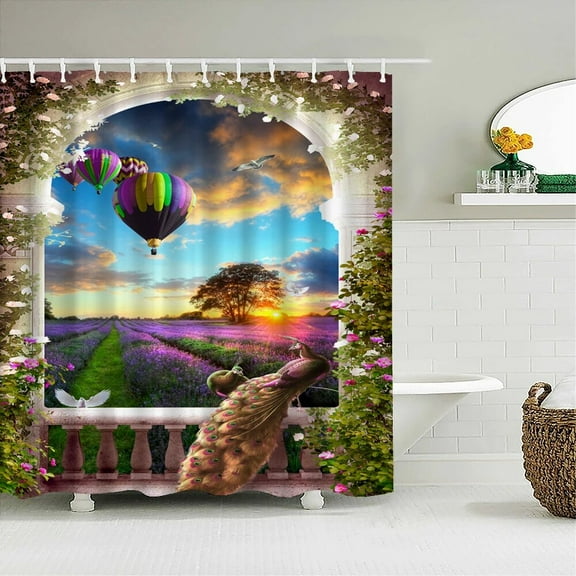 3D Flowers Birds Peacocks pattern Printed Fabric Shower Curtains Bathroom Curtain Bath Screen Waterproof Home Decor with