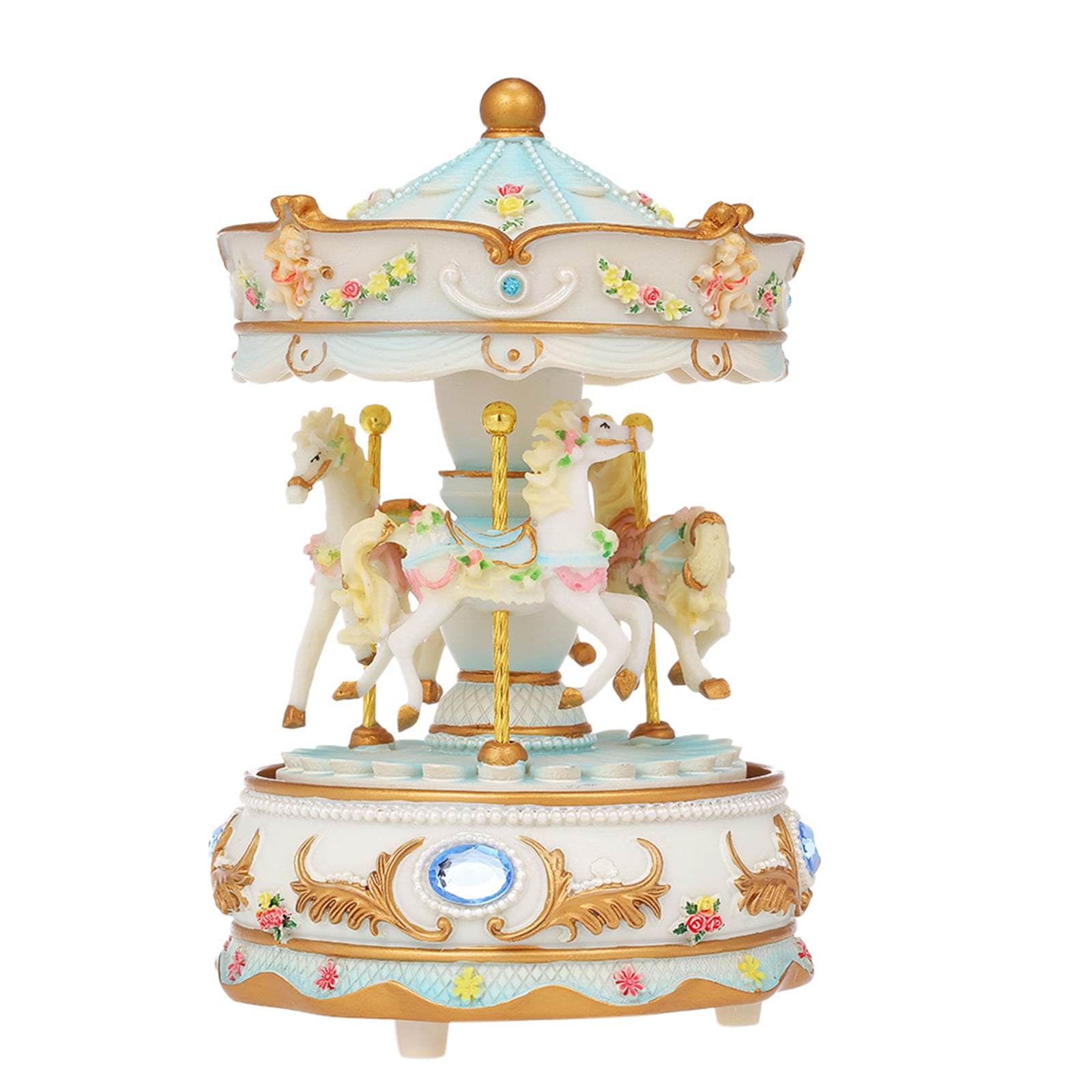Vintage Horse Carousel Toy Music Box Clockwork Musical Birthday Gifts Kids Child 