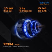 Elitech 7 CFM HVAC Vacuum Pump with External Micron Gauge, 3/4 HP Dual-Stage Rotary Vane Pump, 4 Touchscreen & App, Fast Evacuation for AC, Refrigeration, Mini Split, R12/R22/R134a/R410a- SVP-7 Pro