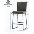 thumbnail image 2 of Grey Modern Faux Leather Bar Stools Set of 4, 27 Inch Upholstered Counter Height Bar Stool, Counter Stools with Classic Vertical Stripe Backrest, 2 of 11