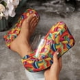 thumbnail image 3 of Women's Colorful Platform Sandals Transparent Strappy Slip On Wedge Sandal Clear Open Toe Slide Summer Beach Mules Yellow Size 7, 3 of 8