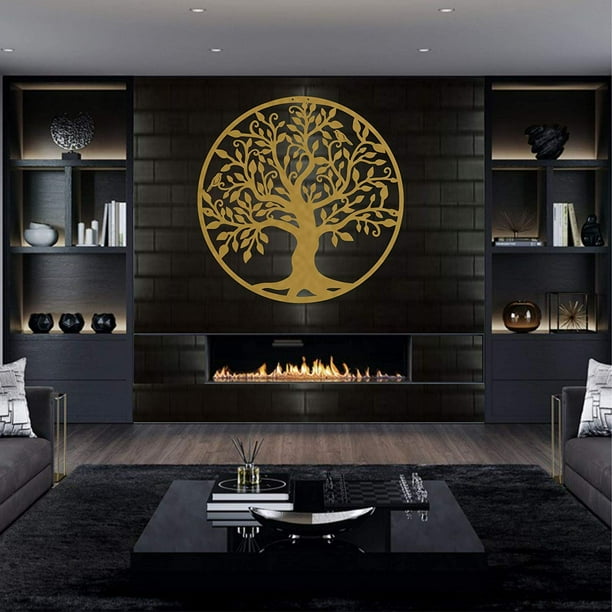 Lamodahome Metal Wall Art Gold Tree Of Life Metal Family Tree Metal Wall Silhouette Metal Wall