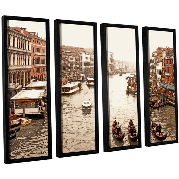 ArtWall Linda Parker "3 Gondolas — Venice" 4-Piece Floater-framed Canvas Set
