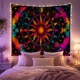thumbnail image 2 of Sun Mandala Within Orbit Rings and Rainbow Clouds, Dreamy Psychedelic for Space Lovers, Cosmic Wall Art, Housewarming Gift, Tapestry Wall Hanging for Bedroom and Studio, 2 of 7