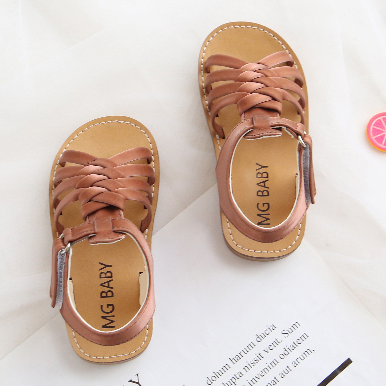 Toddler Baby Shoes Crossed Strap Leather Shoes Low Heel Sandals ...