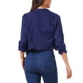 thumbnail image 3 of INSPIRE CHIC Women's Open Front Shawl Lapel 3/4 Ruched Sleeves Chiffon Crop Blazer, 3 of 6