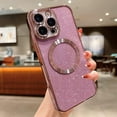 thumbnail image 4 of iPhone 14 Pro 6.1" Magnetic Glitter Case, [Compatible with Magsafe] Cute Luxury Plating Bling Clear Phone Case, Full Camera Lens Protector Anti-Scratch Shockproof Protective Case-Pink, 4 of 13