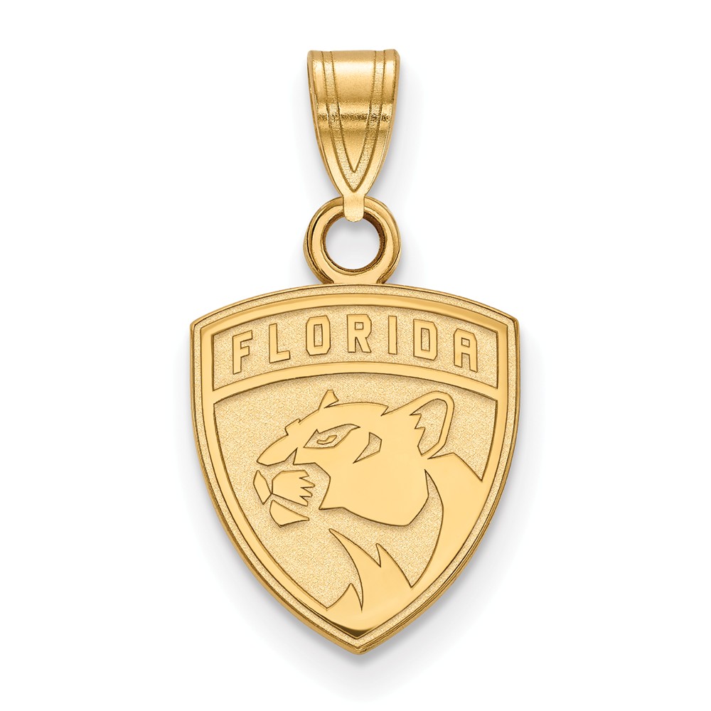925 Sterling Silver Yellow Gold-Plated Official NHL Florida Panthers Small Pendant Charm - 19mm x 13mm - image 1 of 3