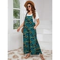 thumbnail image 3 of SHOWMALL Women’s Plus Jumpsuits Summer Boho Casual Wide Leg Overalls Green Field 3X Floral Print Baggy Rompers with Pocket, 3 of 7