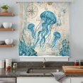 thumbnail image 4 of Teal Jellyfish Coastal Sheer Curtains 72 Inches Long, Vintage Summer Beach Nautical Light Filering Curtains, Breathable Simi Curtain Privacy Drapes for Living Room Bedroom Window Treatment, 4 of 9