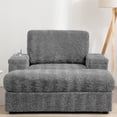 thumbnail image 4 of 42" Oversized Chaise Lounge Indoor,Faux Rabbit Fur Sofa Bed with Storage Ottoman and Armrests,Cup Holders,Upholstered Sleeper Chair,Reading Couch with Deep Seat for Living Room,Bedroom, 4 of 9