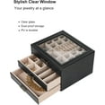 thumbnail image 6 of 3 Layer Jewelry Organizer Box with Glass Lids & 3 Drawers - Elegant Storage Solution for Necklace, Rings，Earrings, and Bracelets - Perfect for Women ASK-301 (Black), 6 of 15