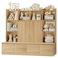 thumbnail image 4 of Homfa 10 Cubes Kids Toy Storage Organizer, 4 Drawers Kids Bookcase and Bookshelf with Doors & Adjustable Shelves for Playroom Kids Room, Natural Color, 4 of 8