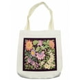 thumbnail image 1 of Vintage Tote Bag, Blooming Flowers Nostalgia on Dark Background, Cloth Linen Reusable Bag for Shopping Books Beach and More, 16.5" X 14", Cream, by Ambesonne, 1 of 2