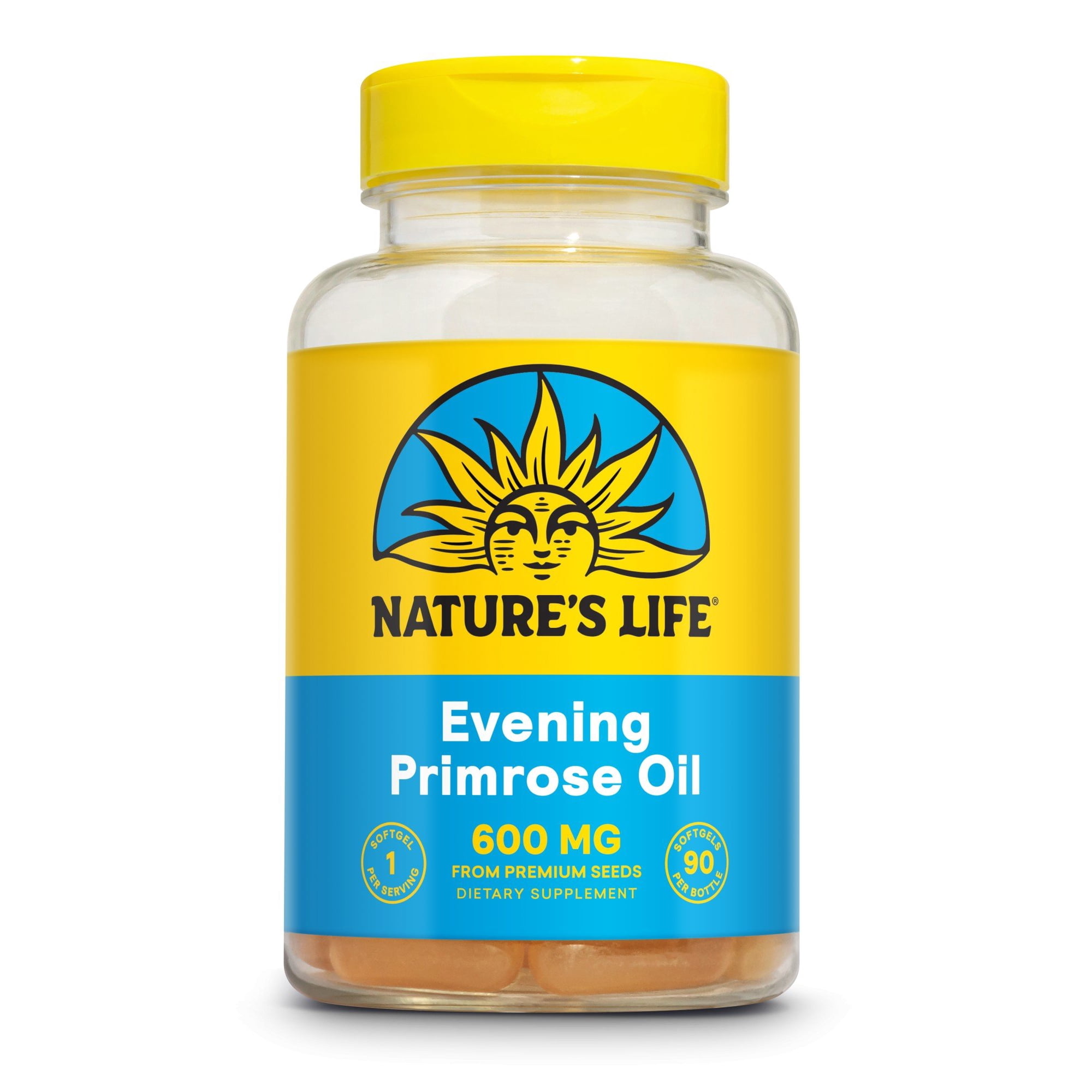 Nature's Life Evening Primrose Oil, Vegetarian | PMS & Menopause Hormone Balance Support | Skin Health | 90 CT