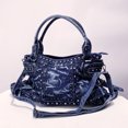 thumbnail image 2 of Bolsos de mano de tela vaquera de gran capacidad para mujer, bolso de mano de diseñador de lujo, bolso de hombro con remaches de mosaico y diamantes de imitación, novedad de 2024, 2 of 5
