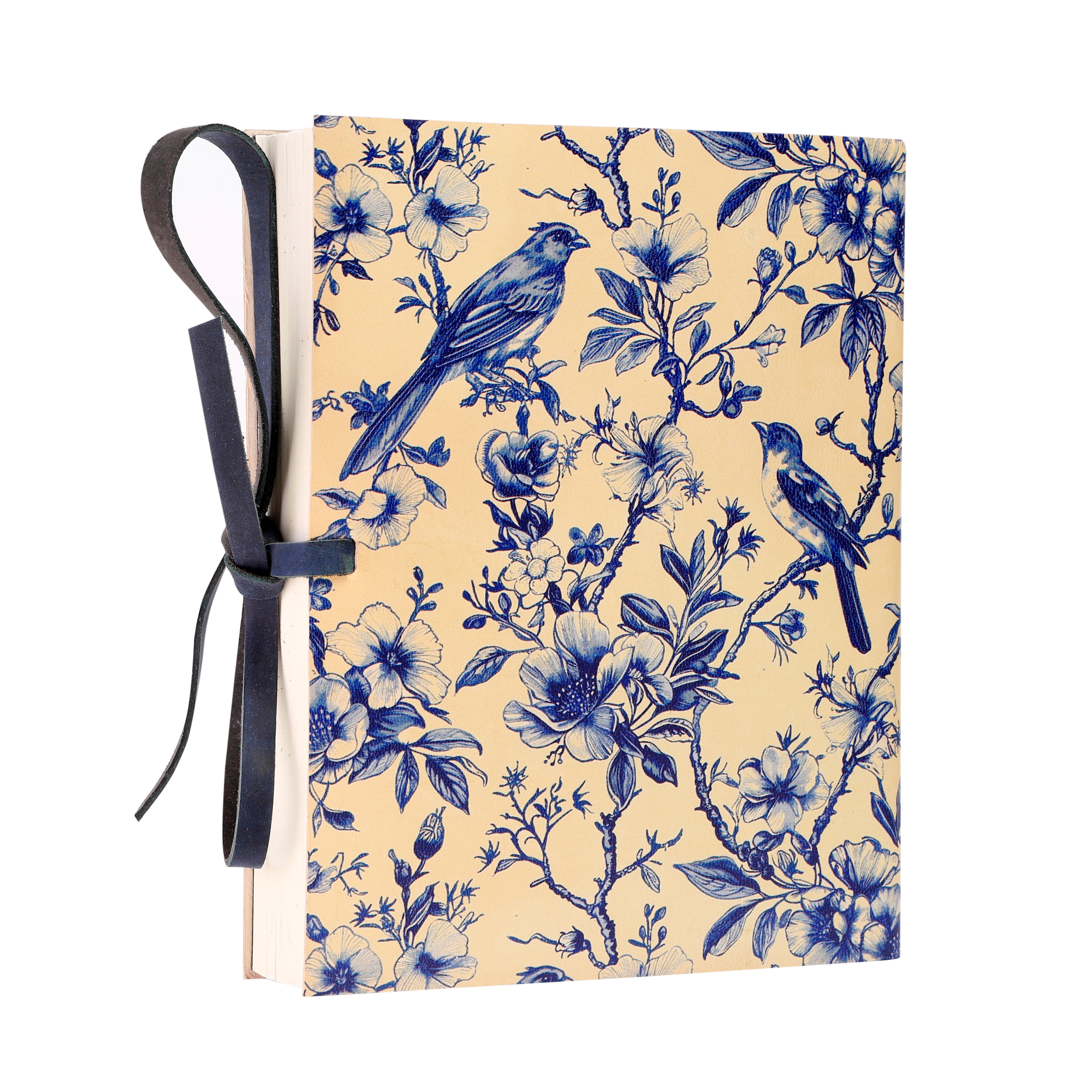 Leather Journal Dairy Bird and Flowers