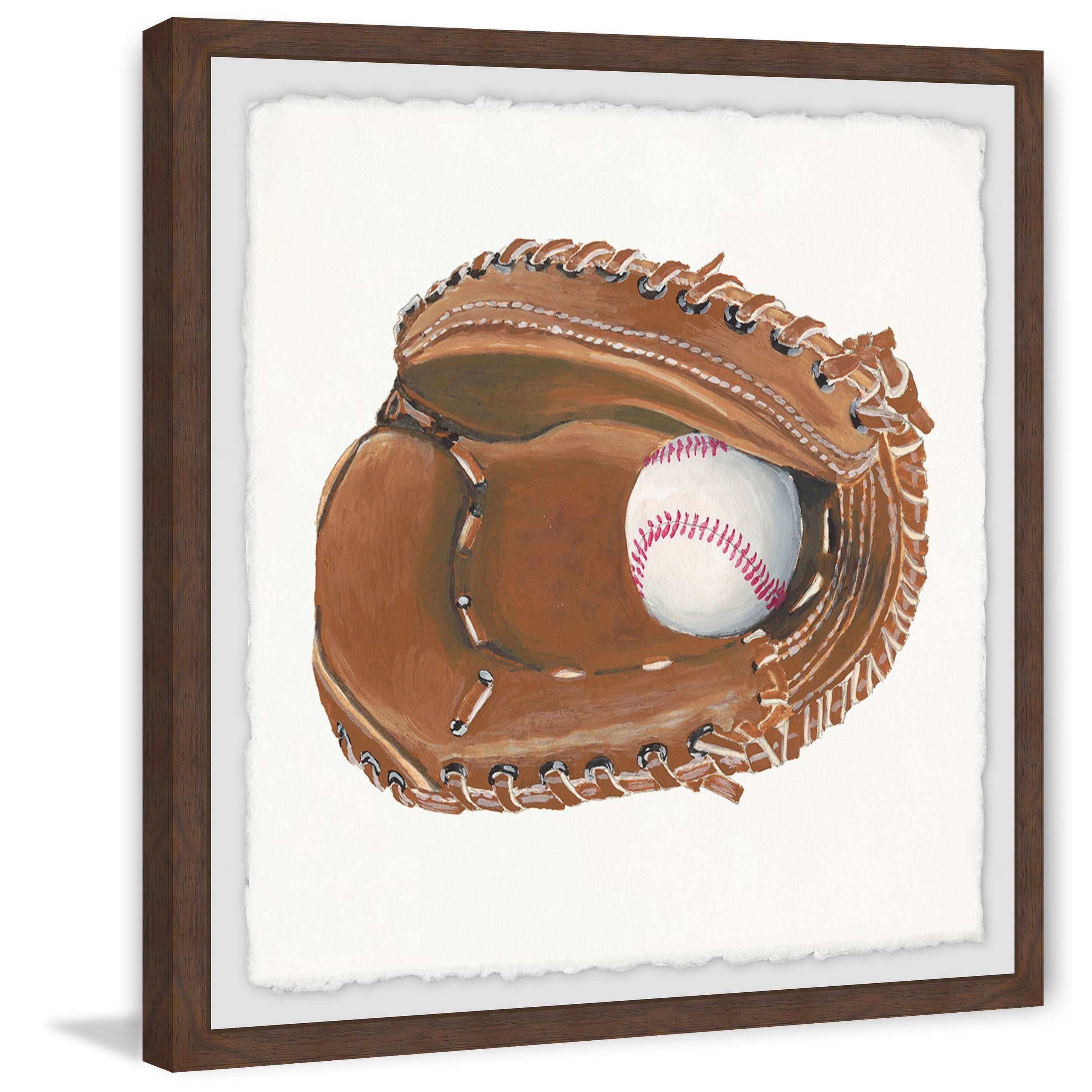 Marmont Hill Baseball Gloves Framed Wall Art, 12.00" x 1.50"