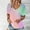 Pink, variant on Otvok Womens Fashion Solid Color Short-Sleeved V-Neck Loose Casual Tops Spring and Summer Blouses