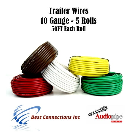 5 Way Trailer Wires Light Cable for Harness 50 FT Each Roll 10 Gauge 5 (Best Way To Splice 8 Gauge Wire)