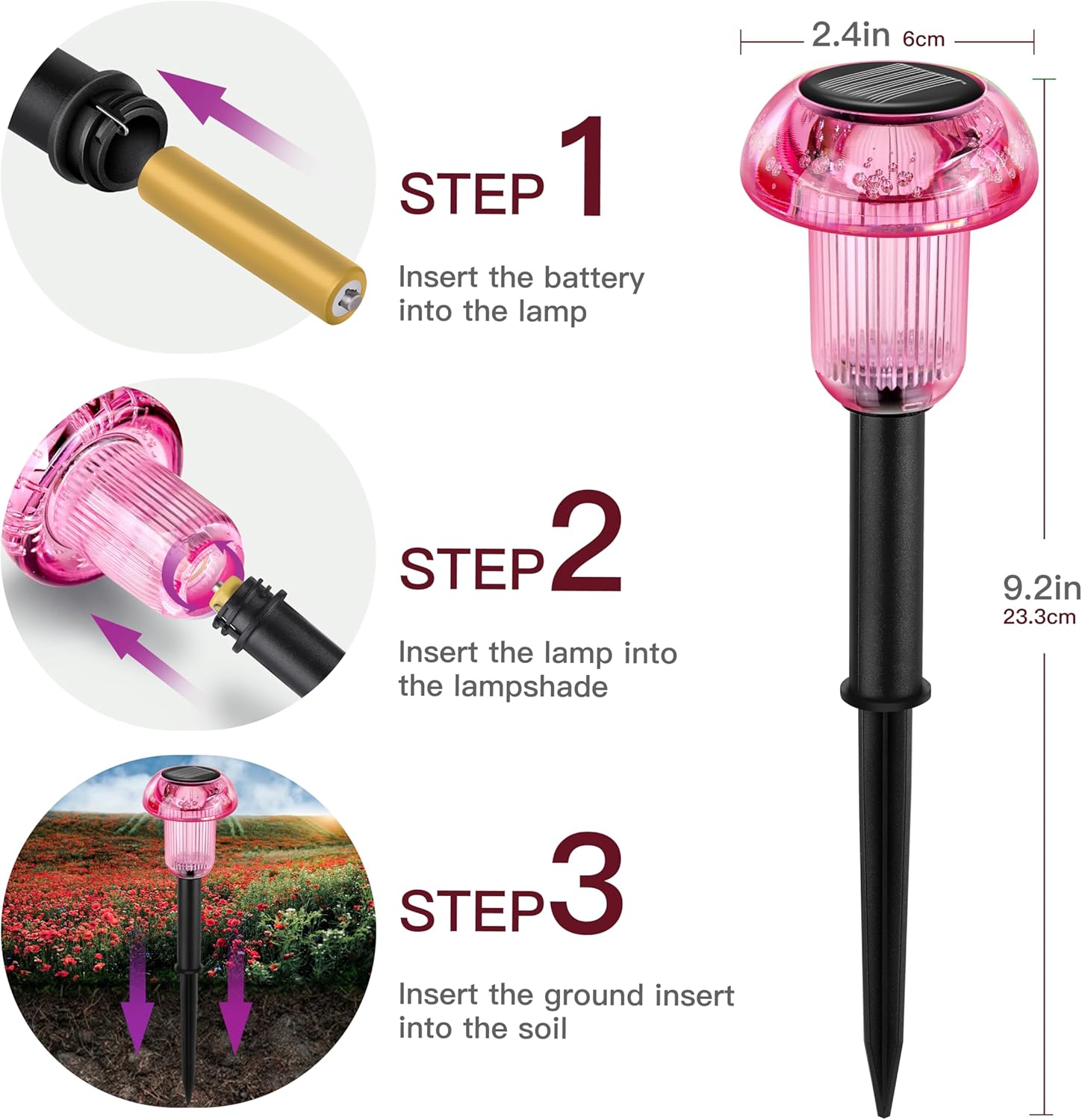 Mushroom Solar Lights Outdoor 8 Pack Halloween Decorations LED Landscape Lighting Waterproof Garden Stake Lights, Solar Landscape Lights for Outside Yard, Garden, Landscape, Path, Patio