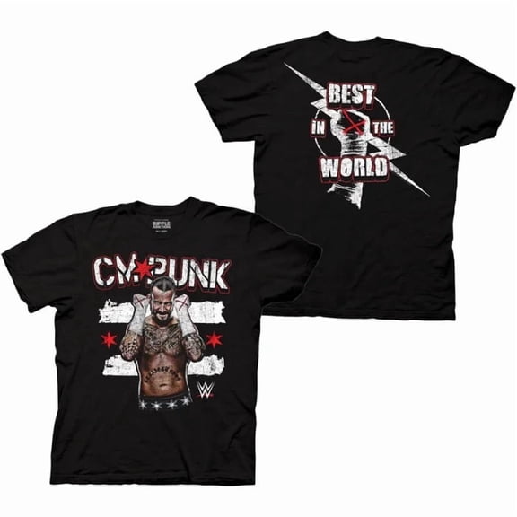 WWE CM Punk “Best in the World” T-Shirt – Chicago Flag Design – Double-Sided Graphic Tee