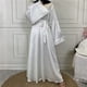 thumbnail image 1 of Maxi Vestido De Mujer Musulmana Maxi vestido de mujer árabe Dubai Turquía Musulmane Satén Hijab Vestido Bata (Blanco S) Cgtredaw Para estrenar, 1 of 1