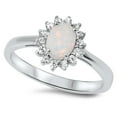 thumbnail image 1 of All In Stock Oval Cluster Solitaire Ring Serling Silver Size 5, 1 of 3